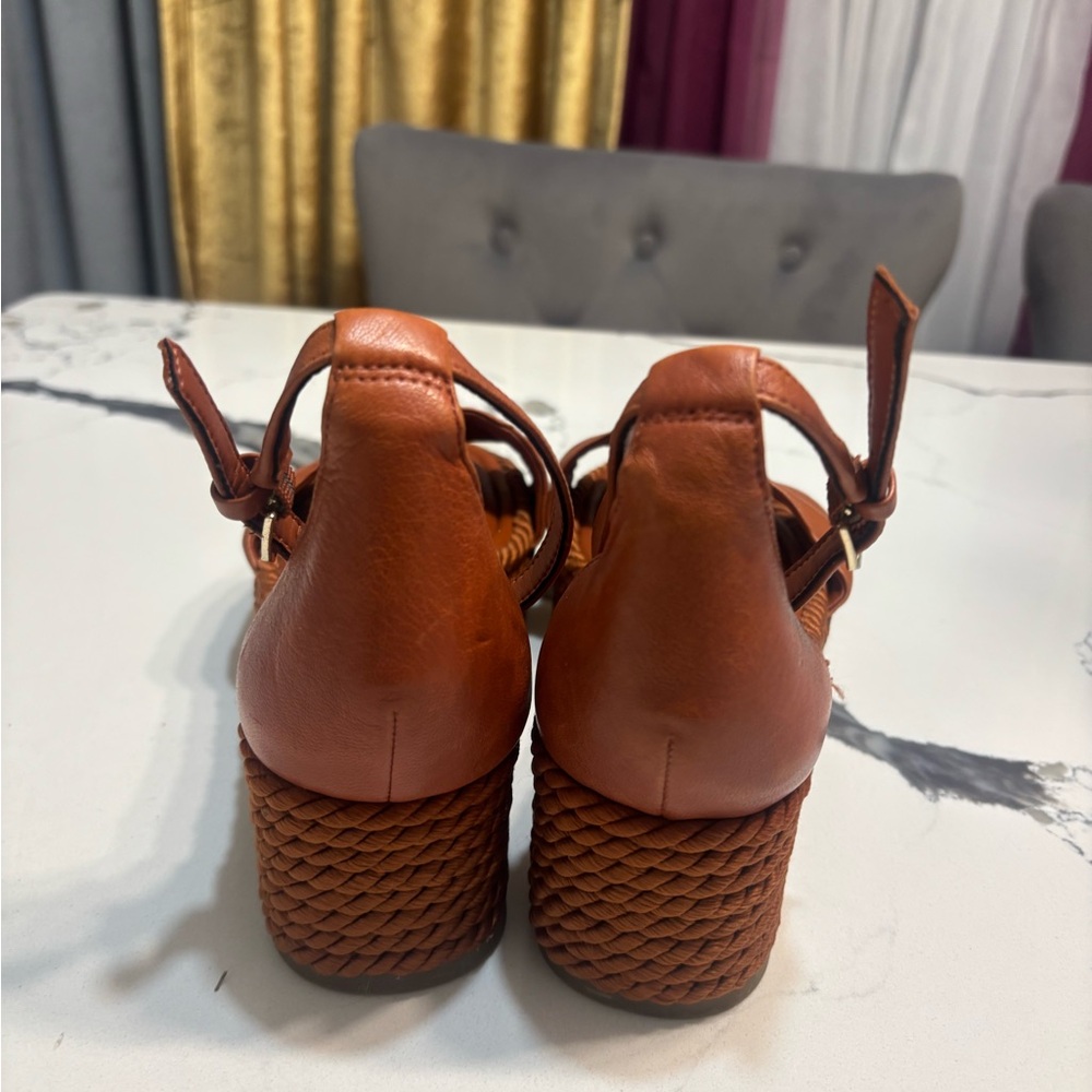 Sarto Brown Leather Women's Sandals - Picture 4 of 5
